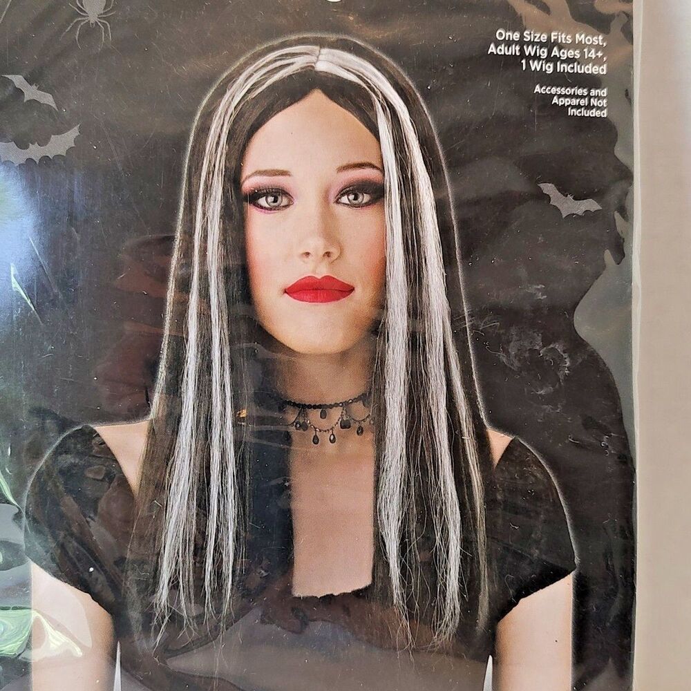 20" Adult Black & White Wig One Size Fits Most Ages 14* Drama Theater Play Fun - Picture 5 of 7